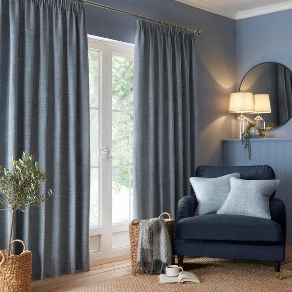 Hot Sale 🛒 Churchgate Churchgate Swithland Herringbone Ashley Blue Pencil Pleat Curtains ✨ 2 Hot Sale 🛒 Churchgate Churchgate Swithland Herringbone Ashley Blue Pencil Pleat Curtains ✨ - Image 2
